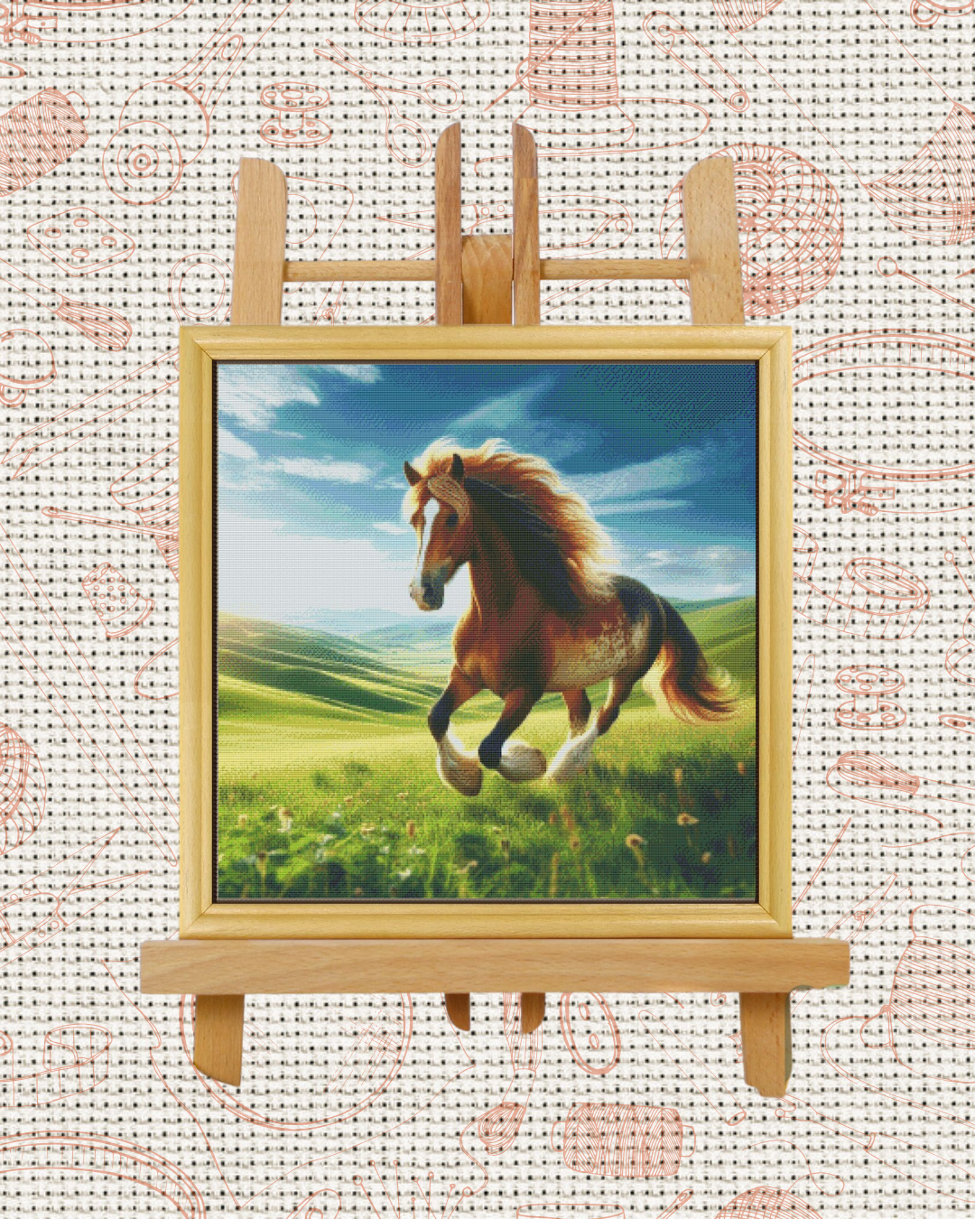 Horse brown Cross-Stitch Kit – Beginner Friendly