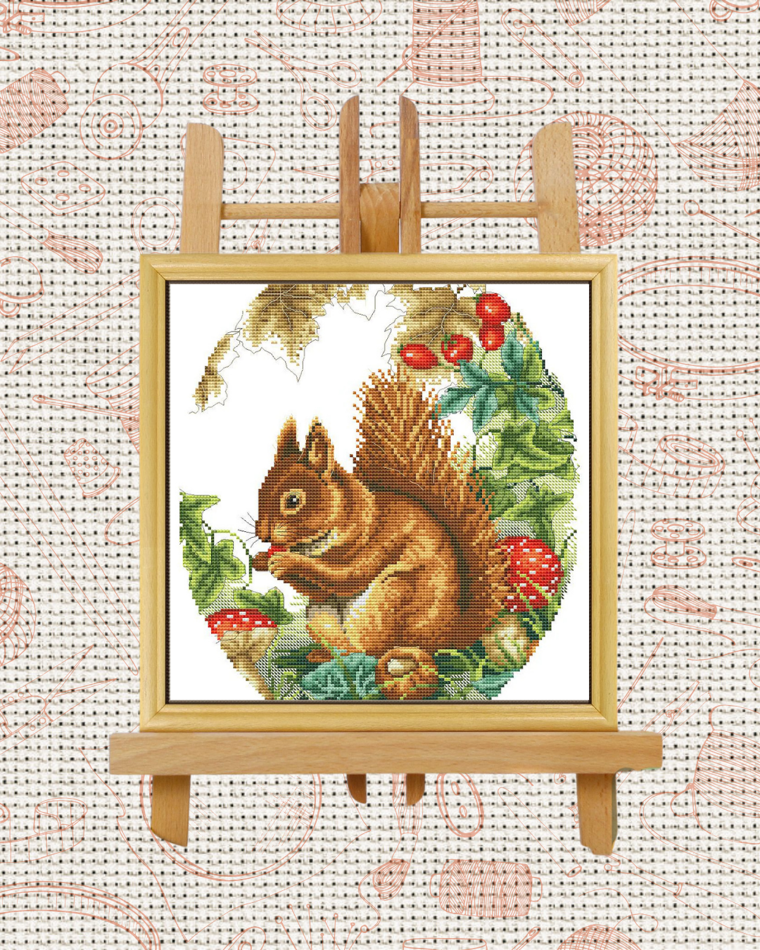 Squirrel Cross-Stitch Kit – Beginner Friendly