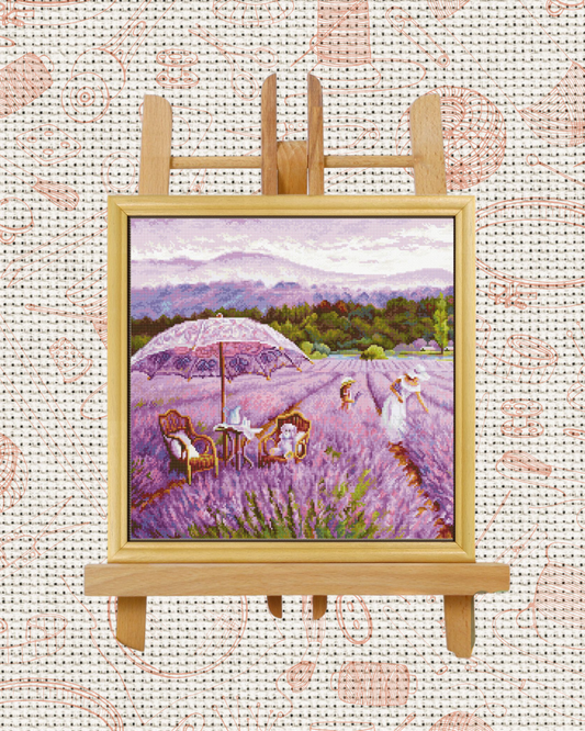 Lavender Field Cross-Stitch Kit – Beginner Friendly