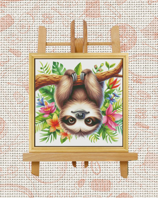 Happy Sloth Cross-Stitch Kit – Beginner Friendly