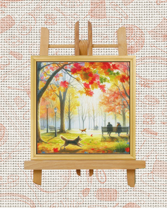 Autumn Park Cross-Stitch Kit – Beginner Friendly