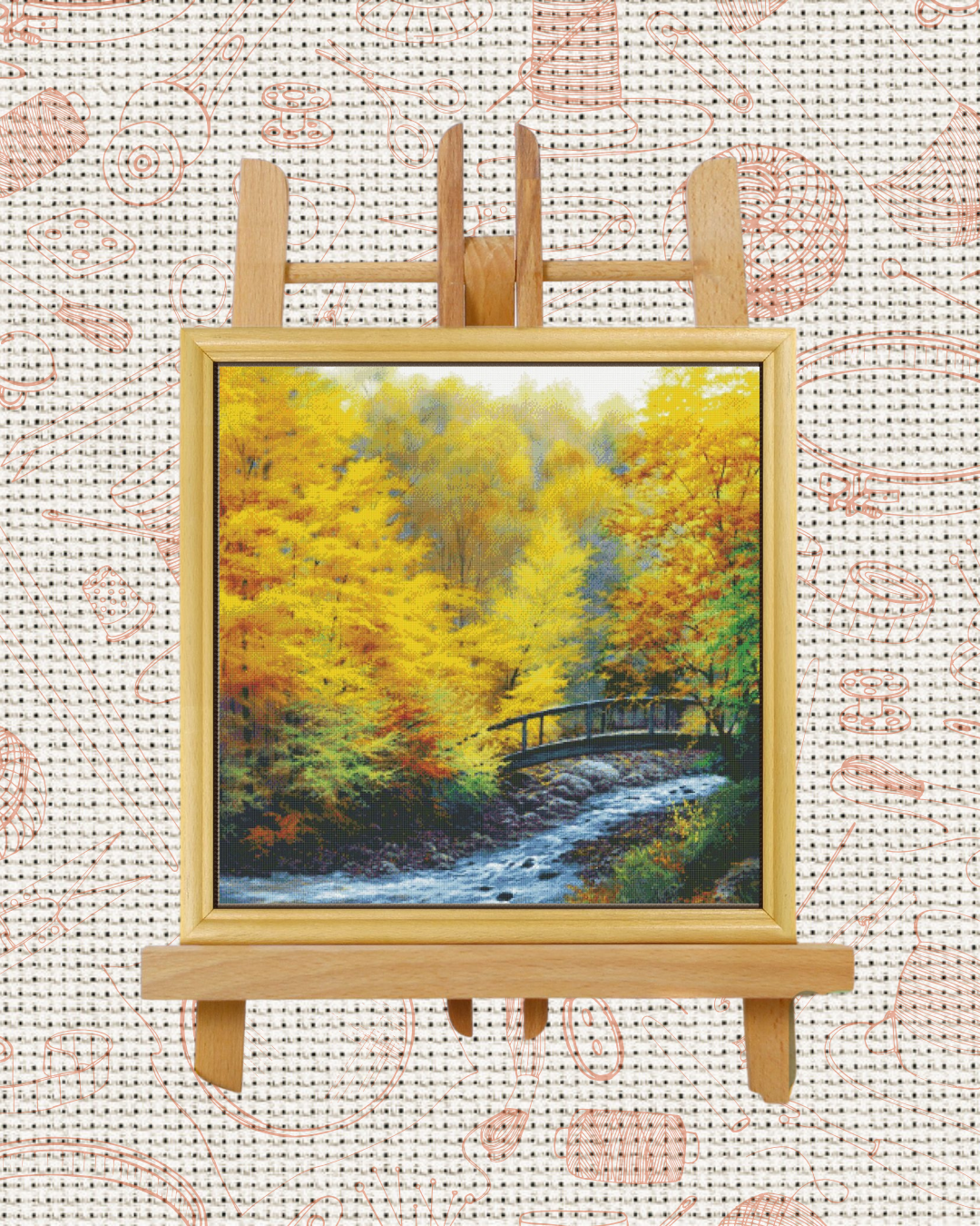 Autumn Stream Cross-Stitch Kit – Beginner Friendly