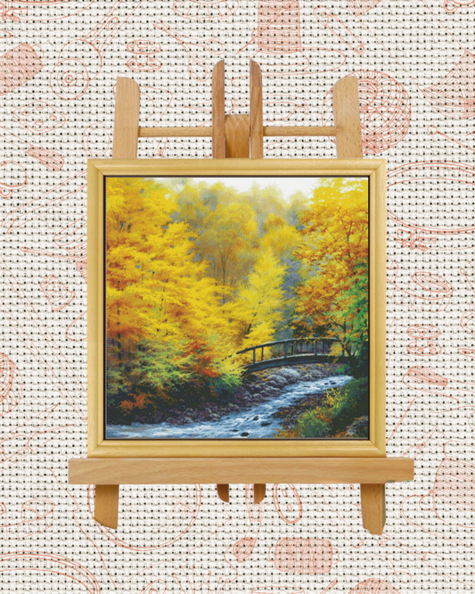 Autumn Stream Cross-Stitch Kit – Beginner Friendly