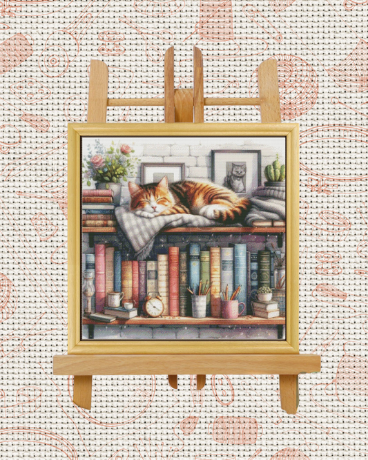 Sleeping Cat Cross-Stitch Kit – Beginner Friendly