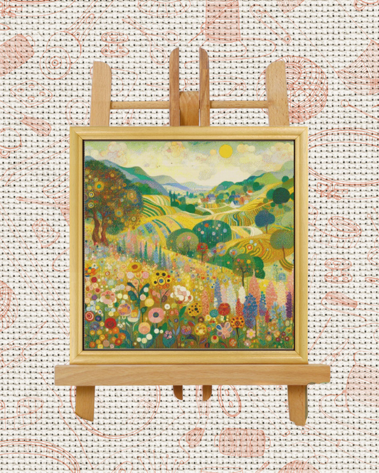 Countryside Floral Cross-Stitch Kit – Beginner Friendly
