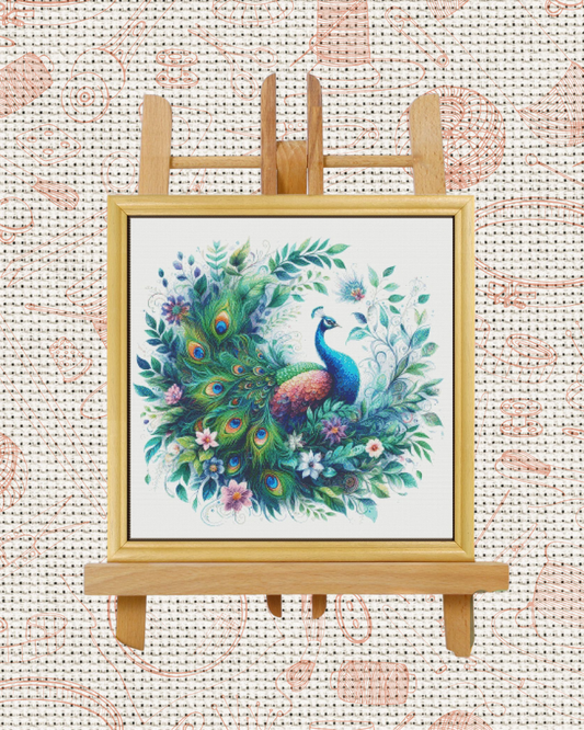 Peacock Cross-Stitch Kit – Beginner Friendly