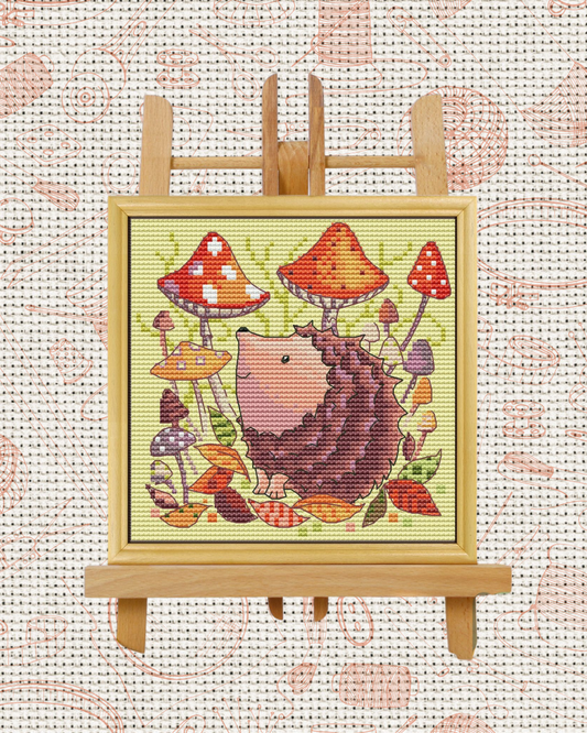 Autumn Hedgehog Cross-Stitch Kit – Beginner Friendly