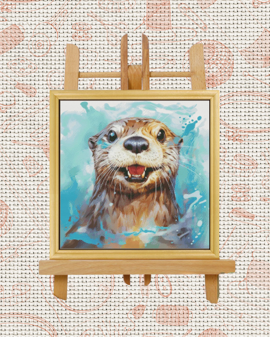 Watercolor Otter Cross-Stitch Kit – Beginner Friendly