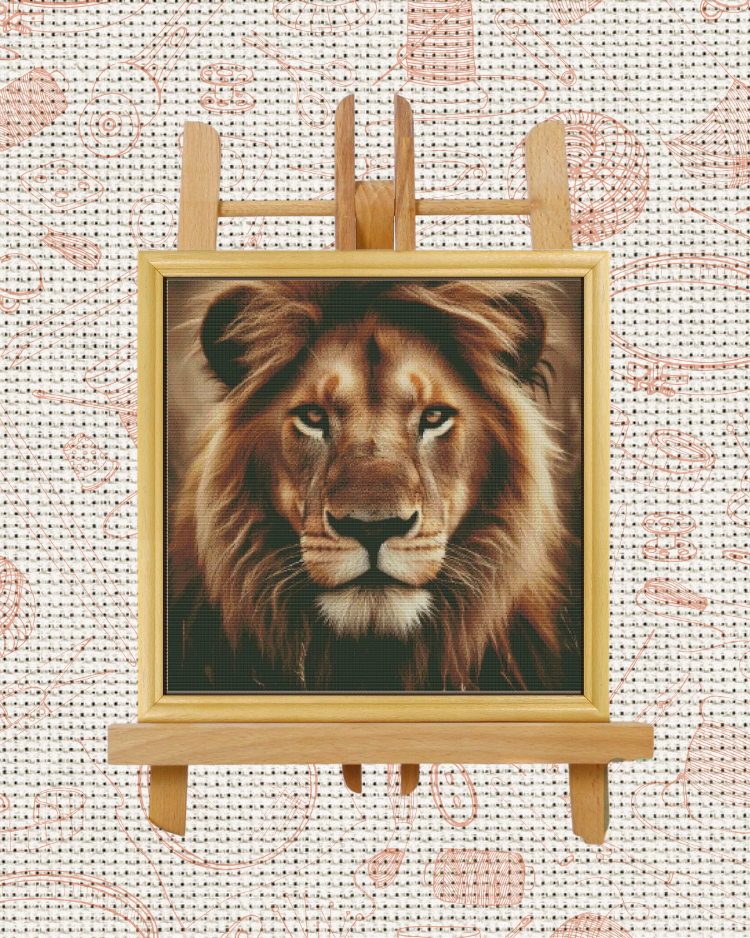 Lion Counted Cross-Stitch Kit – Beginner Friendly