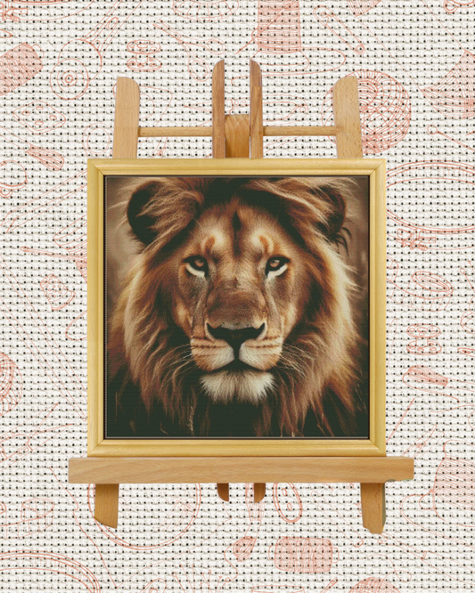 Lion Counted Cross-Stitch Kit – Beginner Friendly